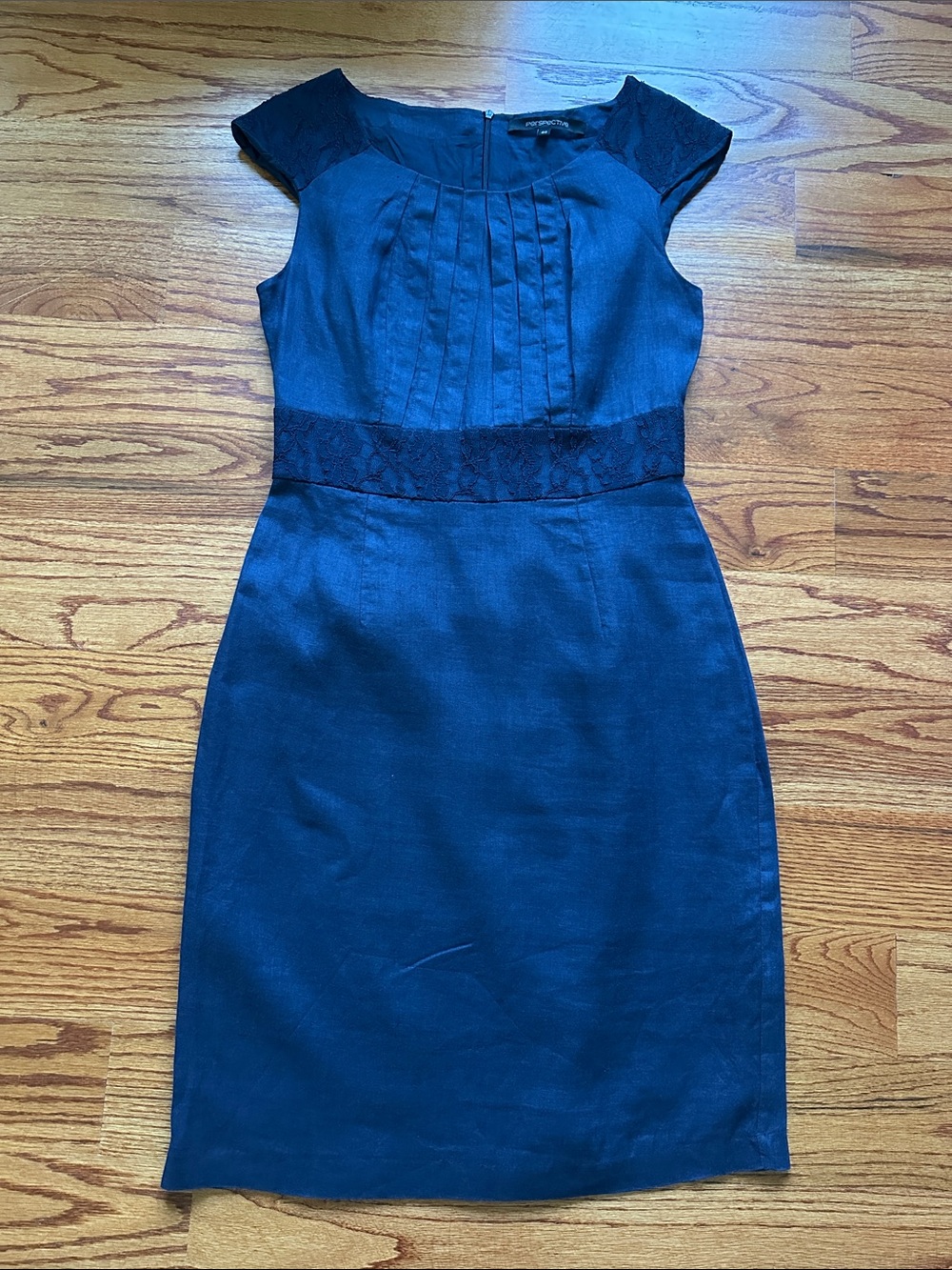 Navy Blue Linen Dress